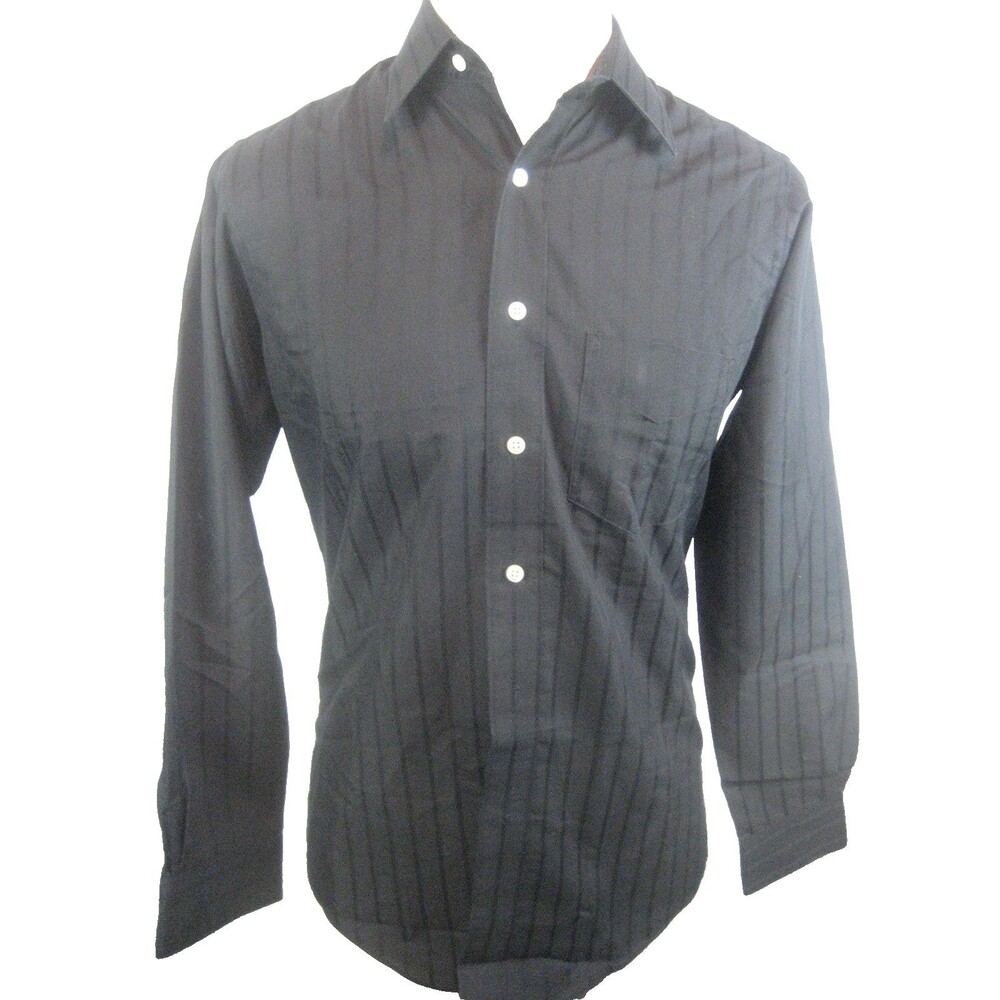 Mens David Taylor Cotton Blend LS Black on Black Casual Shirt sz 141/2x32/33